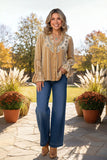 Western aztec embroidery velvet women's boutique blouse Southern Stitch XCH17500