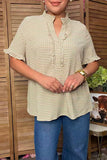 Trendy plaid ruffle short sleeve & front women's boutique top Southern Stitch XCH17538