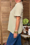 Trendy plaid ruffle short sleeve & front women's boutique top Southern Stitch XCH17538