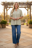 Trendy plaid ruffle short sleeve & front women's boutique top Southern Stitch XCH17538