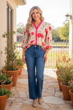 Trendy florals 3/4 sleeve women's boutique top Southern Stitch XCH17541
