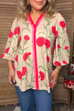 Trendy florals 3/4 sleeve women's boutique top Southern Stitch XCH17541