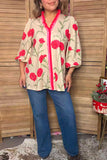 Trendy florals 3/4 sleeve women's boutique top Southern Stitch XCH17541