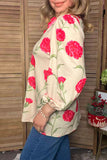 Trendy florals 3/4 sleeve women's boutique top Southern Stitch XCH17541