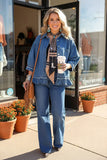 Western denim blue 3/4 sleeve ruffled women's boutique coat Southern Stitch XCH17579