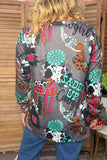 Western cowgirl print long sleeve women's boutique tops Southern Stitch XCH17614