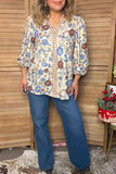 Trendy floral print & plaid ruffle women's boutique tops Southern Stitch XCH17652