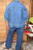 Western denim blue 3/4 sleeve ruffled women's boutique coat Southern Stitch XCH17579