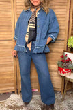 Western denim blue 3/4 sleeve ruffled women's boutique coat Southern Stitch XCH17579