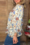Trendy floral print & plaid ruffle women's boutique tops Southern Stitch XCH17652