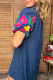 Western Short Sleeve Embroidery Women's Boutique Dress Southern Stitch XCH17754