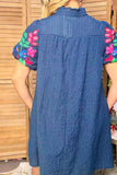 Western Short Sleeve Embroidery Women's Boutique Dress Southern Stitch XCH17754