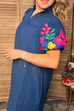 Western Short Sleeve Embroidery Women's Boutique Dress Southern Stitch XCH17754