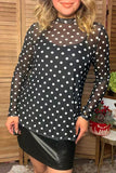 Western black dots mesh long sleeve women's boutique tops Southern Stitch XCH17779