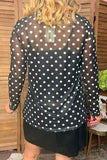 Western black dots mesh long sleeve women's boutique tops Southern Stitch XCH17779