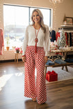 Western red & white checkered wide leg women's boutique pant Southern Stitch XCH17806 GS8