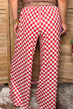 Western red & white checkered wide leg women's boutique pant Southern Stitch XCH17806