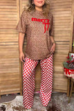 Western red & white checkered wide leg women's boutique pant Southern Stitch XCH17806