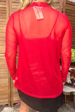 Western red mesh long sleeve women's boutique top Southern Stitch XCH17835