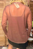 Western brown mesh long sleeve women's boutique top Southern Stitch XCH17836
