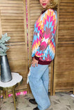 Multi color Aztec printed zipper pullover western plus size women top XCH9577 (AS7)