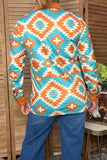 Western aztec print & brown suede long sleve women's boutique top YDG17572