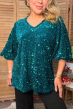 Western green sequin bell sleeve women's boutique top Southern Stitch YDG17723 DS13