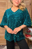 Western green sequin bell sleeve women's boutique top Southern Stitch YDG17723 DS13