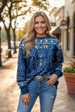 Western longhorn long sleeve women's boutique top Southern Stitch YDG17726