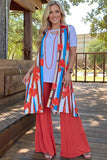 Western trendy striped & roses printed long women's boutique vest YMY10836 HS1 AS7