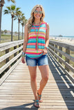 Western multi color stripped boutique women's tank top YMY11027 (FS2)