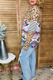 Western leopard & aztec & striped color block long sleeve women top YMY11637 ES1