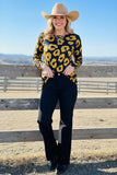 Western leopard long sleeve women's boutique top Southern Stitch YMY11638 A13