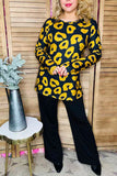 Yellow leopard printed long sleeve women top YMY11638 FS12