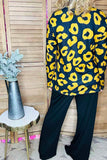 Yellow leopard printed long sleeve women top YMY11638 FS12