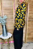 Yellow leopard printed long sleeve women top YMY11638 FS12