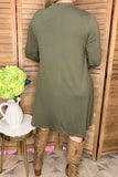 Solid olive green long sleeve dress w/pockets YMY11950-1 (AS15)