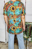 Western women t-shirt Sunflower & animal print turquoise w/short sleeve YMY12501 IS17