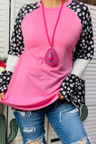 YMY13091 Pink & Floral bell sleeves women top