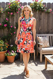 Floral multi color printed sleeveless women dress w/pockets YMY13144 GF