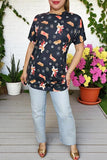 Plus western t-shirt Boots printed wrinkle side with short sleeves grey women top YMY13805