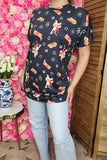 Plus western t-shirt Boots printed wrinkle side with short sleeves grey women top YMY13805