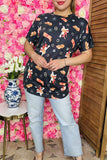 Plus western t-shirt Boots printed wrinkle side with short sleeves grey women top YMY13805