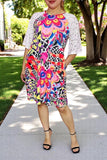 Women dress wholesale Floral printed white raglan lace short sleeve w/side pockets YMY15009