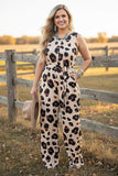 Western leopard one piece women's boutique jumpsuit w/waistband YMY15073 (BS7)
