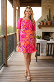 Chic patchwork floral short sleeve women boutique dress YMY15190 (AS9)