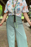 YMY15192 Solid turquoise long straight women pants w/pockets (GS5)