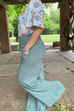 YMY15192 Solid turquoise long straight women pants w/pockets (GS5)