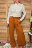 Western brown straight women pant w/side pockets Southern Stitch YMY15523 GS4
