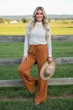 Western brown straight women pant w/side pockets Southern Stitch YMY15523 GS4